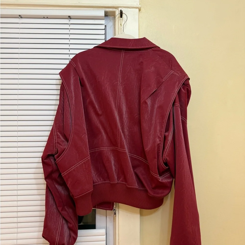 The Row Women's Deep Red Bomber Jacket - Picture 2 of 3